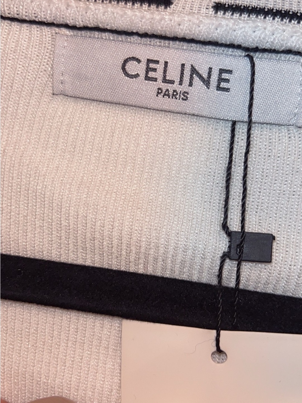 Celine Cream Sweater with Black Stripe Detail